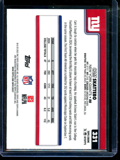 2025 Topps Chrome Cam Skattebo Neon Pulse Rookie Giants - Trading Card Market
