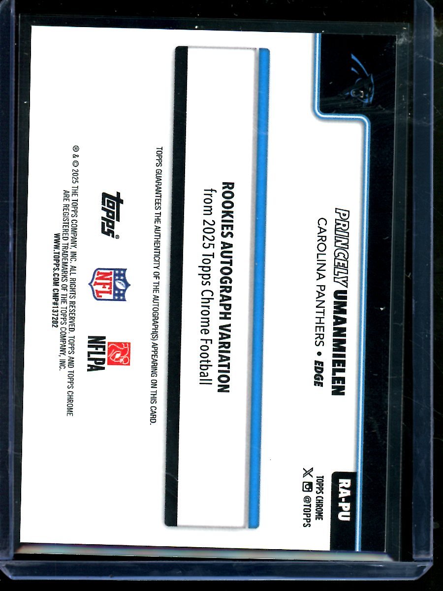 2025 Topps Chrome Princely Umanmielen Blue Lava Rookie Autograph /150 Panthers - Trading Card Market