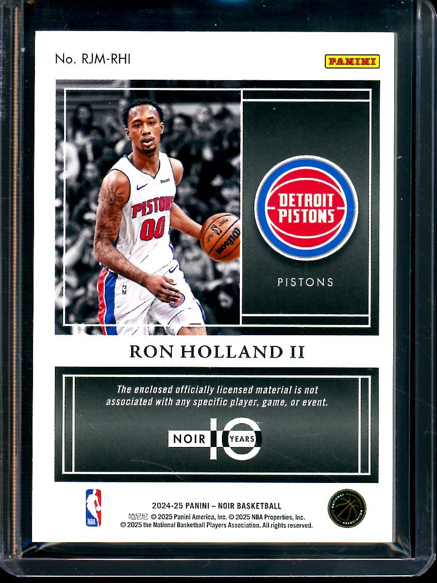 2025 Panini Noir Ron Holland II Jumbo Patch Rookie /99 Pistons - Trading Card Market