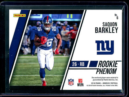 2018 Panini Donruss Saquon Barkley Rookie Phenom Relic Giants - Trading Card Market