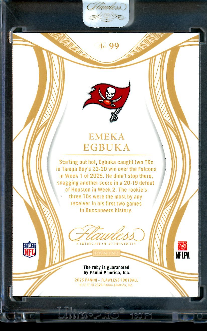 2025 Panini Flawless Emeka Egbuka Ruby Rookie /25 Buccaneers - Trading Card Market