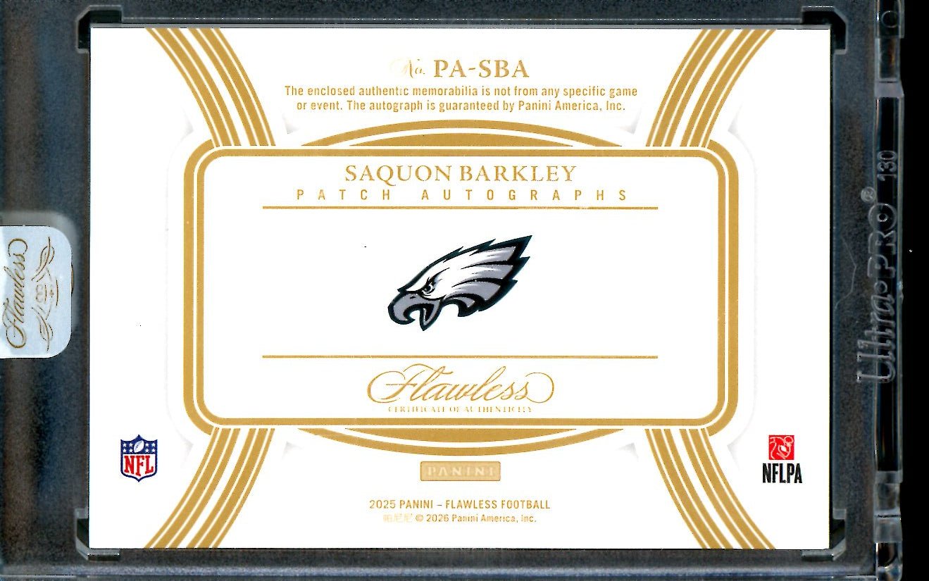 2025 Panini Flawless Saquon Barkley Patch Autographs /10 Eagles - Trading Card Market