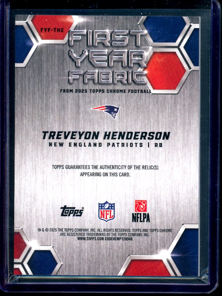 2025 Topps Chrome Treveyon Henderson First Year Fabric Rookie Patriots - Trading Card Market