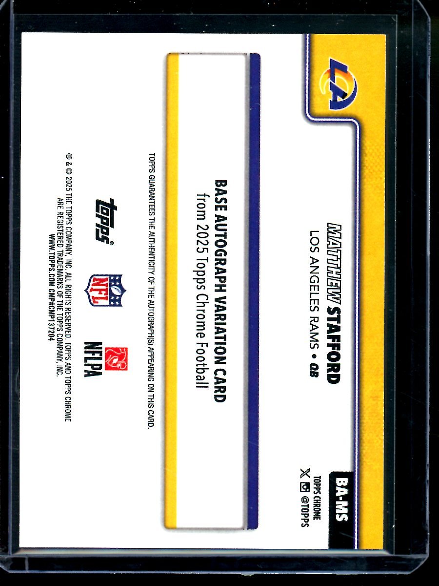 2025 Topps Chrome Matthew Stafford Blue Refractor Autograph /150 Rams - Trading Card Market