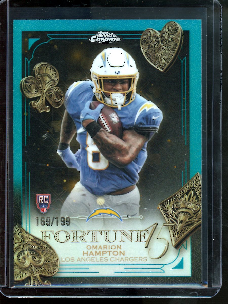 2025 Topps Chrome Omarion Hampton Fortune 15 Rookie Aqua /199 Chargers - Trading Card Market