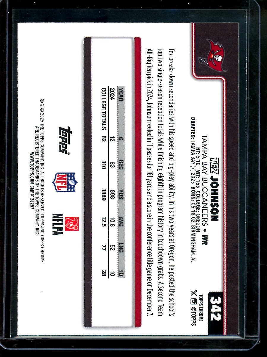 2025 Topps Chrome Tez Johnson Yellow Wave /275 Rookie Buccaneers - Trading Card Market