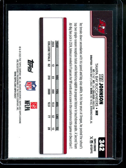 2025 Topps Chrome Tez Johnson Yellow Wave /275 Rookie Buccaneers - Trading Card Market