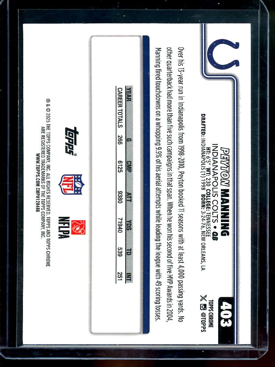 2025 Topps Chrome Peyton Manning Image Variation Refractor Colts - Trading Card Market