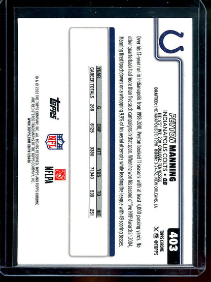 2025 Topps Chrome Peyton Manning Image Variation Refractor Colts - Trading Card Market