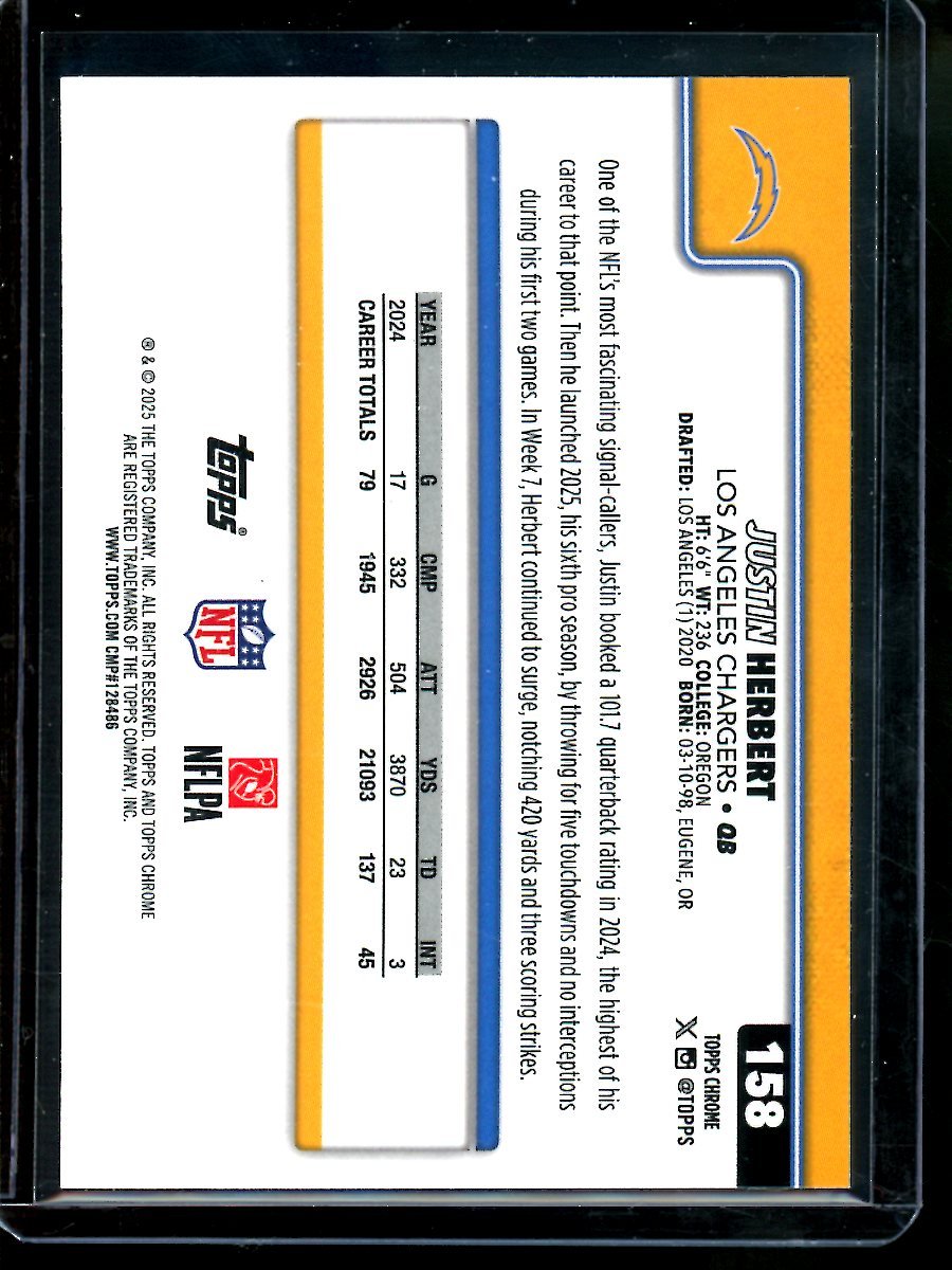 2025 Topps Chrome Justin Herbert Image Variation Refractor Chargers - Trading Card Market