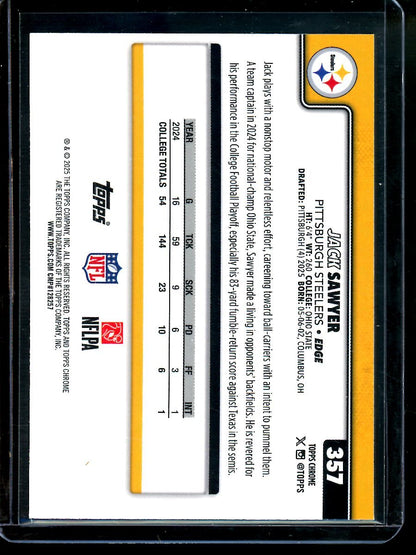 2025 Topps Chrome Jack Sawyer Green Rookie Refractor /99 Steelers - Trading Card Market