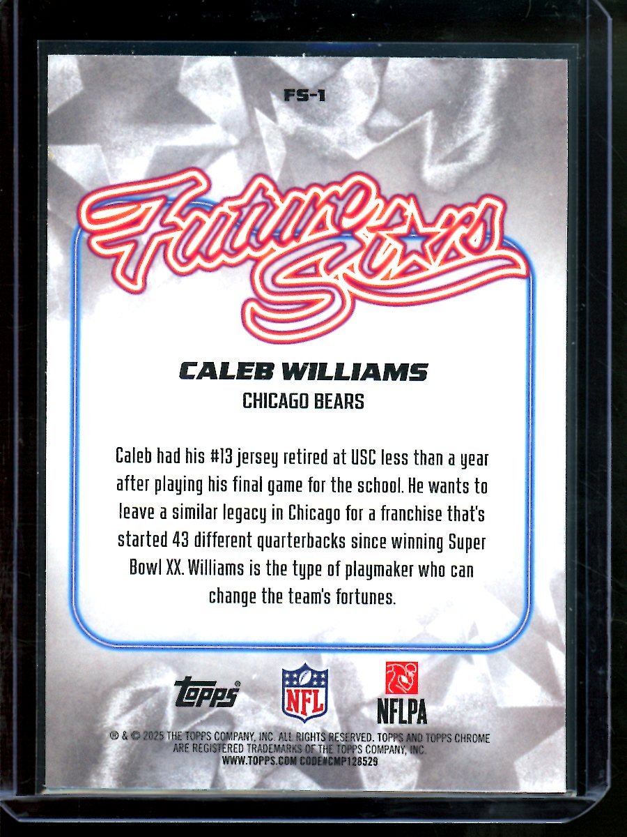 2025 Topps Chrome Caleb Williams Future Stars Yellow Refractor /275 Bears - Trading Card Market
