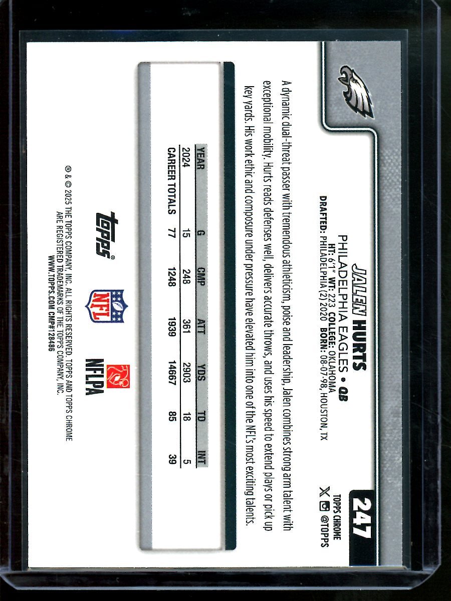 2025 Topps Chrome Jalen Hurts Image Variation Refractor Eagles - Trading Card Market