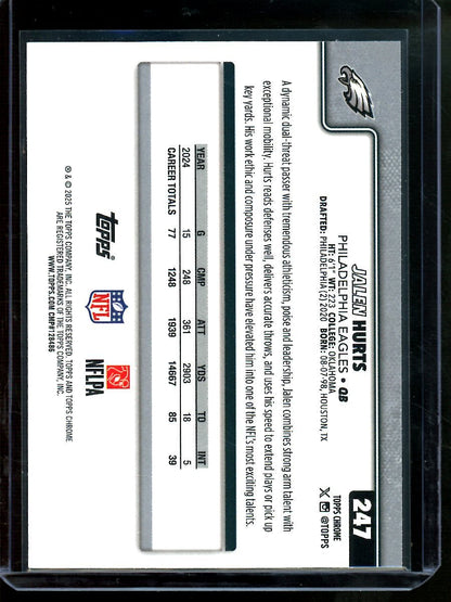 2025 Topps Chrome Jalen Hurts Image Variation Refractor Eagles - Trading Card Market