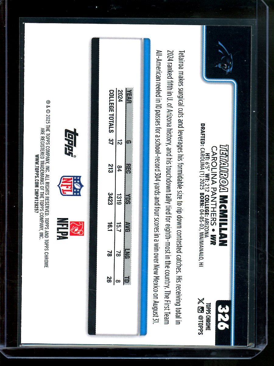 2025 Topps Chrome Tetairoa McMillan Neon Pulse Refractor Rookie Panthers - Trading Card Market