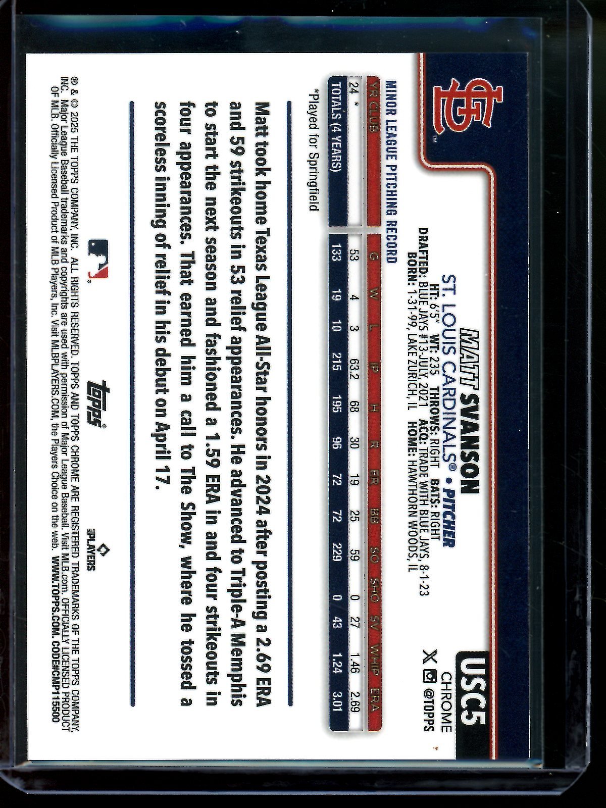 2025 Topps Chrome Matt Svanson Black Rookie Wave /10 Cardinals - Trading Card Market