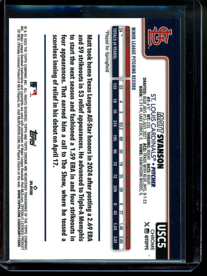 2025 Topps Chrome Matt Svanson Black Rookie Wave /10 Cardinals - Trading Card Market