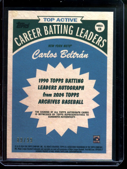 2024 Topps Archives Carlos Beltran Batting Leaders Autograph Green /99 Mets - Trading Card Market