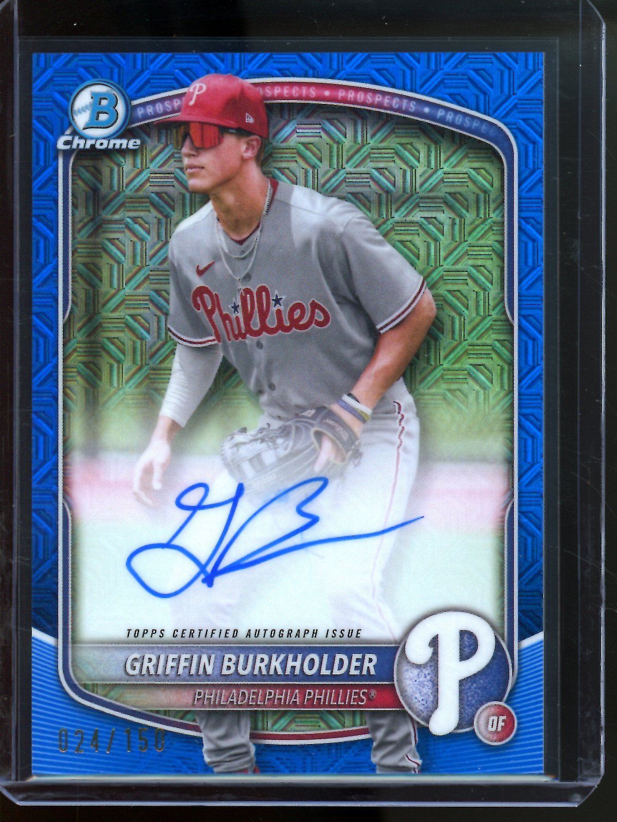 2025 Bowman Chrome Griffin Burkholder Blue Mojo Autograph /150 Phillies - Trading Card Market