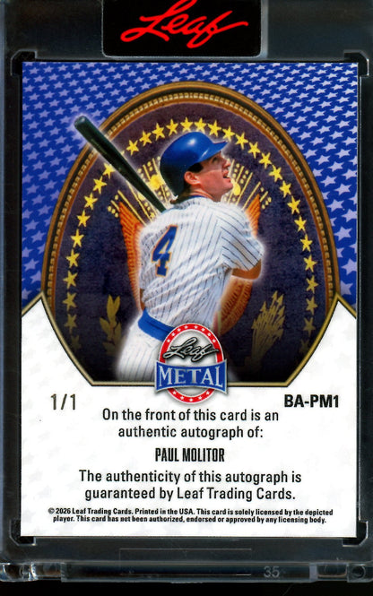 2026 Leaf Metal Paul Molitor Presidents Autograph 1/1 Brewers - Trading Card Market