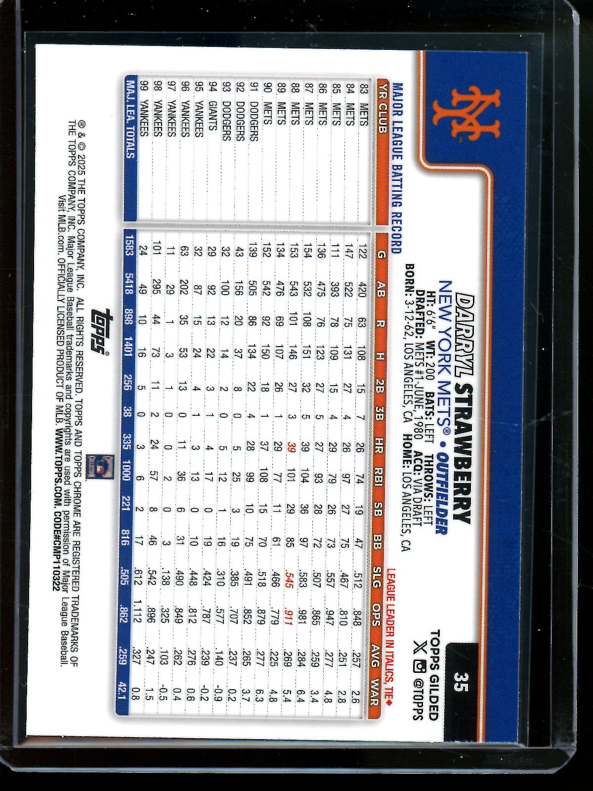 2025 Topps Chrome Darryl Strawberry Wave Refractor /75 Mets B - Trading Card Market
