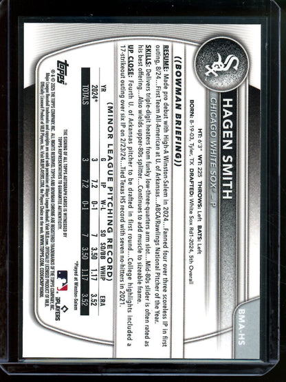 2025 Bowman Chrome Hagen Smith Mojo Autograph White Sox - Trading Card Market