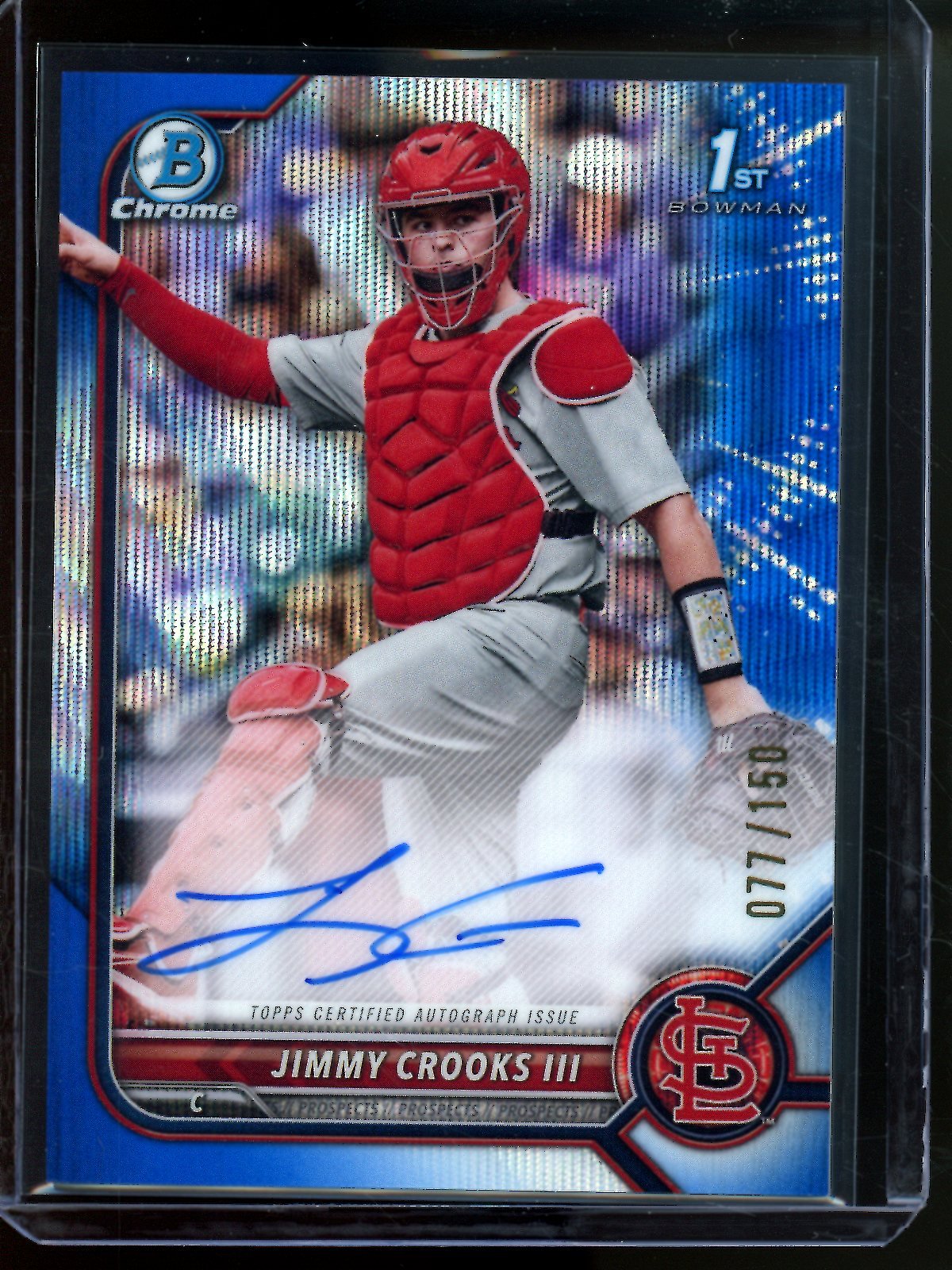 2022 Bowman Chrome Jimmy Crooks III 1st Autograph Blue Wave /150 Cardinals - Trading Card Market