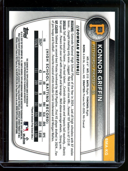 2025 Bowman Chrome Konnor Griffin Green Mojo Autograph /99 Pirates - Trading Card Market