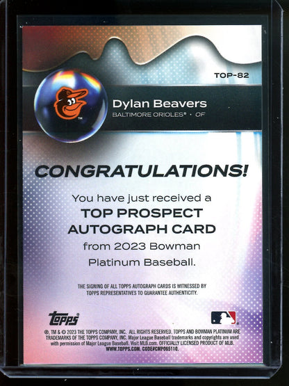 2023 Bowman Platinum Dylan Beavers Refractor Prospect Autograph Orioles - Trading Card Market