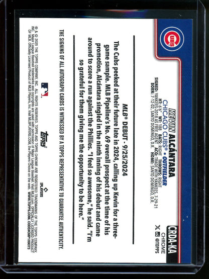 2025 Topps Chrome Kevin Alcantara Gold Rookie Autograph /50 Cubs - Trading Card Market