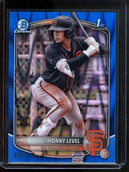 2025 Bowman Chrome Jhonny Level 1st Blue Raywave Refractor /150 Giants - Trading Card Market
