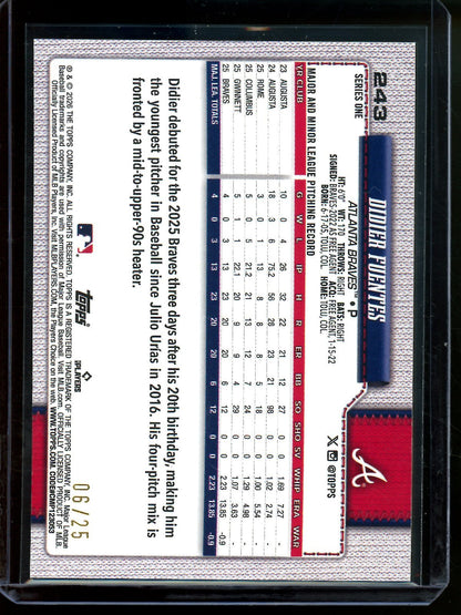 2026 Topps Flagship Didier Fuentes Rookie Wood Parallel /25 Braves - Trading Card Market