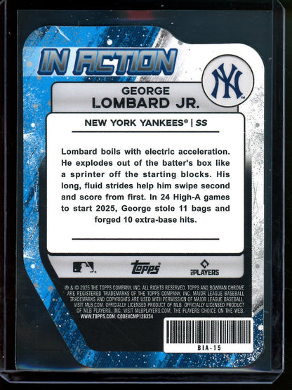 2025 Topps Bowman Chrome George Lombard Jr. In Action Mojo /150 Yankees - Trading Card Market