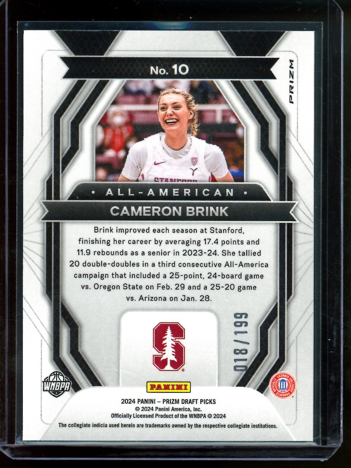 2024 Panini Prizm Draft Picks Cameron Brink Blue Rookie /199 Stanford - Trading Card Market