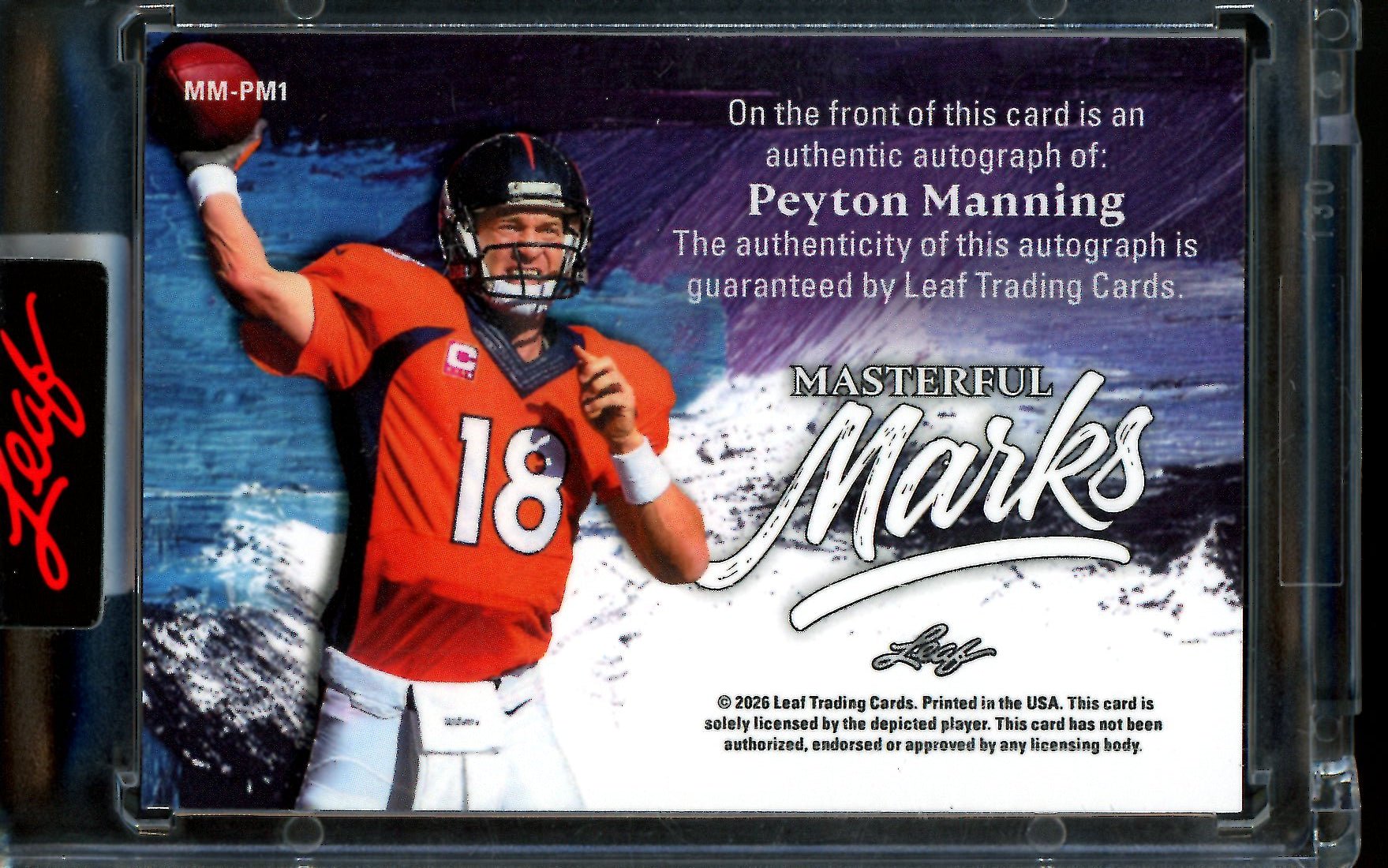2026 Leaf Masterful Marks Peyton Manning Autograph /5 Broncos - Trading Card Market