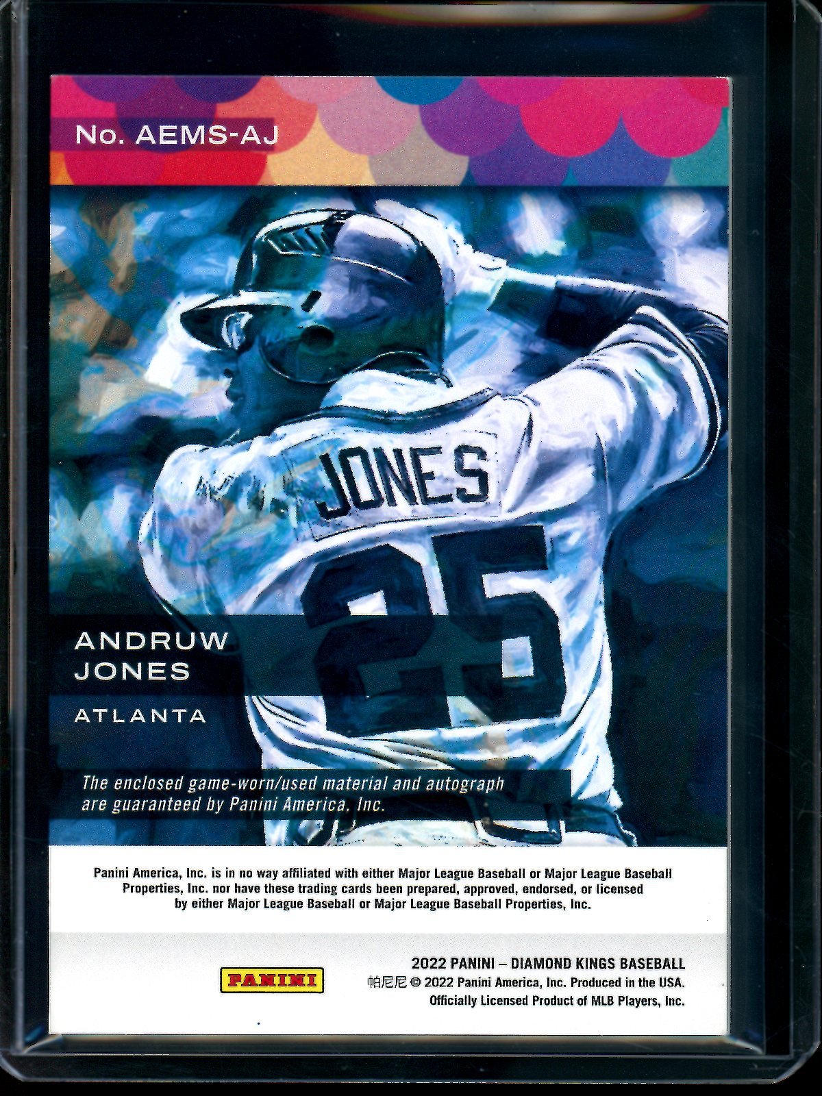 2022 Panini Diamond Kings Andruw Jones Artistic Endeavors Patch Autograph Braves - Trading Card Market