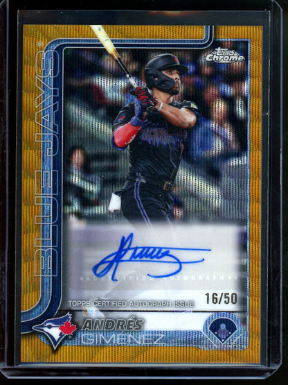 2025 Topps Chrome Andres Gimenez Gold Wave Autograph /50 Blue Jays - Trading Card Market