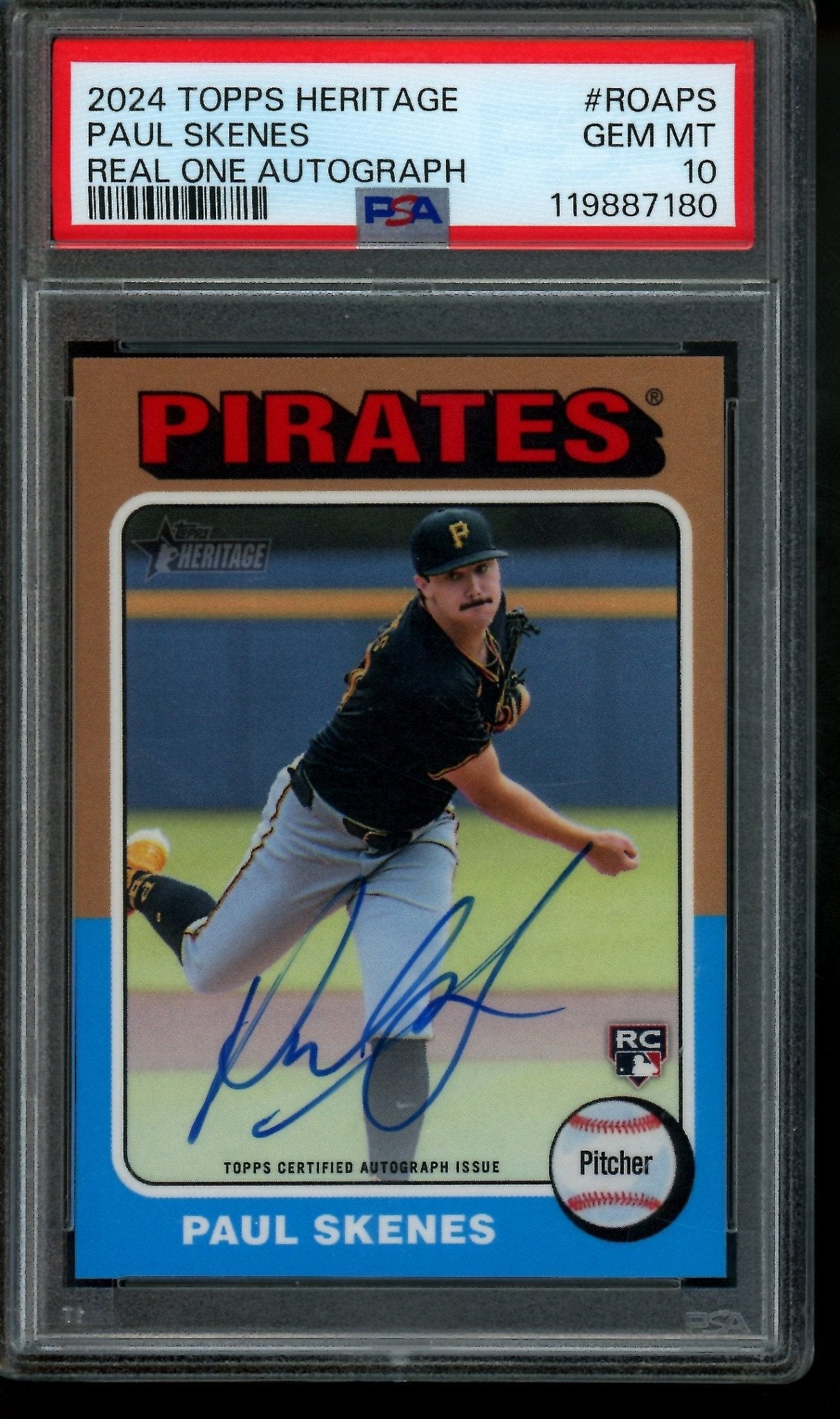 2024 Topps Heritage Paul Skenes Real One Rookie Autograph PSA 10 Pirates - Trading Card Market