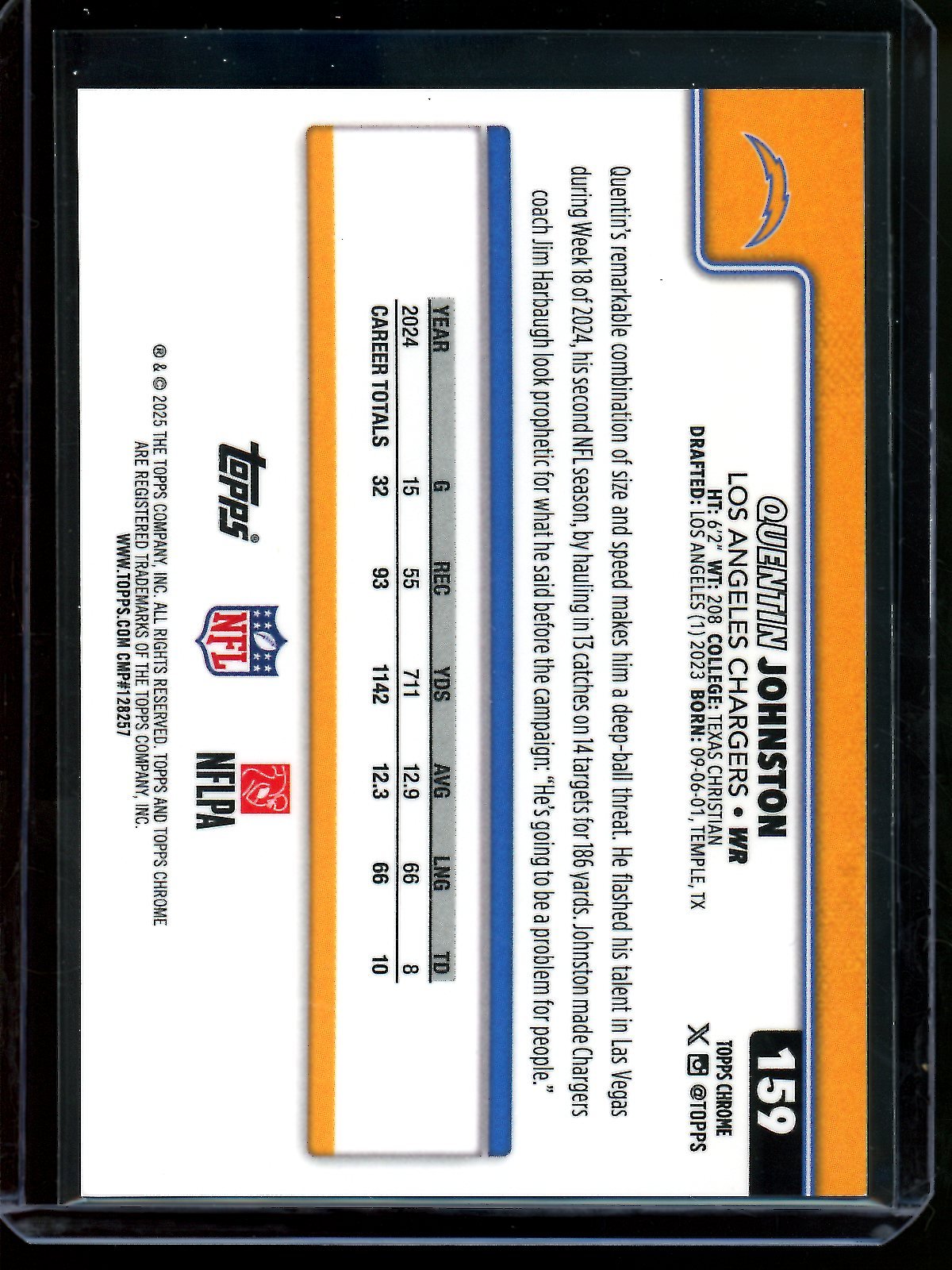 2025 Topps Chrome Quentin Johnston Black Refractor /10 Chargers - Trading Card Market