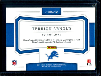 2024 Panini National Treasures Terrion Arnold Crossover Rookie Patch Autographs /99 Lions - Trading Card Market