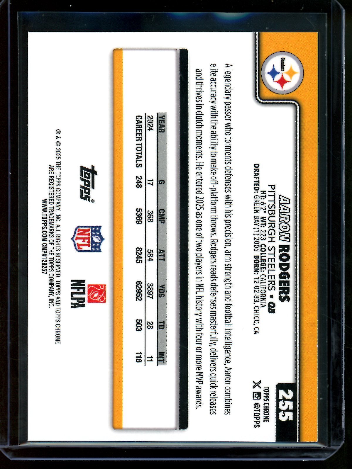 2025 Topps Chrome Aaron Rodgers Red Geometric Refractor /5 Steelers - Trading Card Market