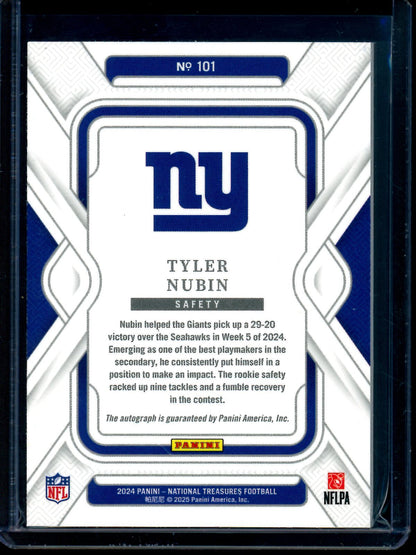 2024 Panini National Treasures Tyler Nubin Rookie Autograph /35 Giants - Trading Card Market
