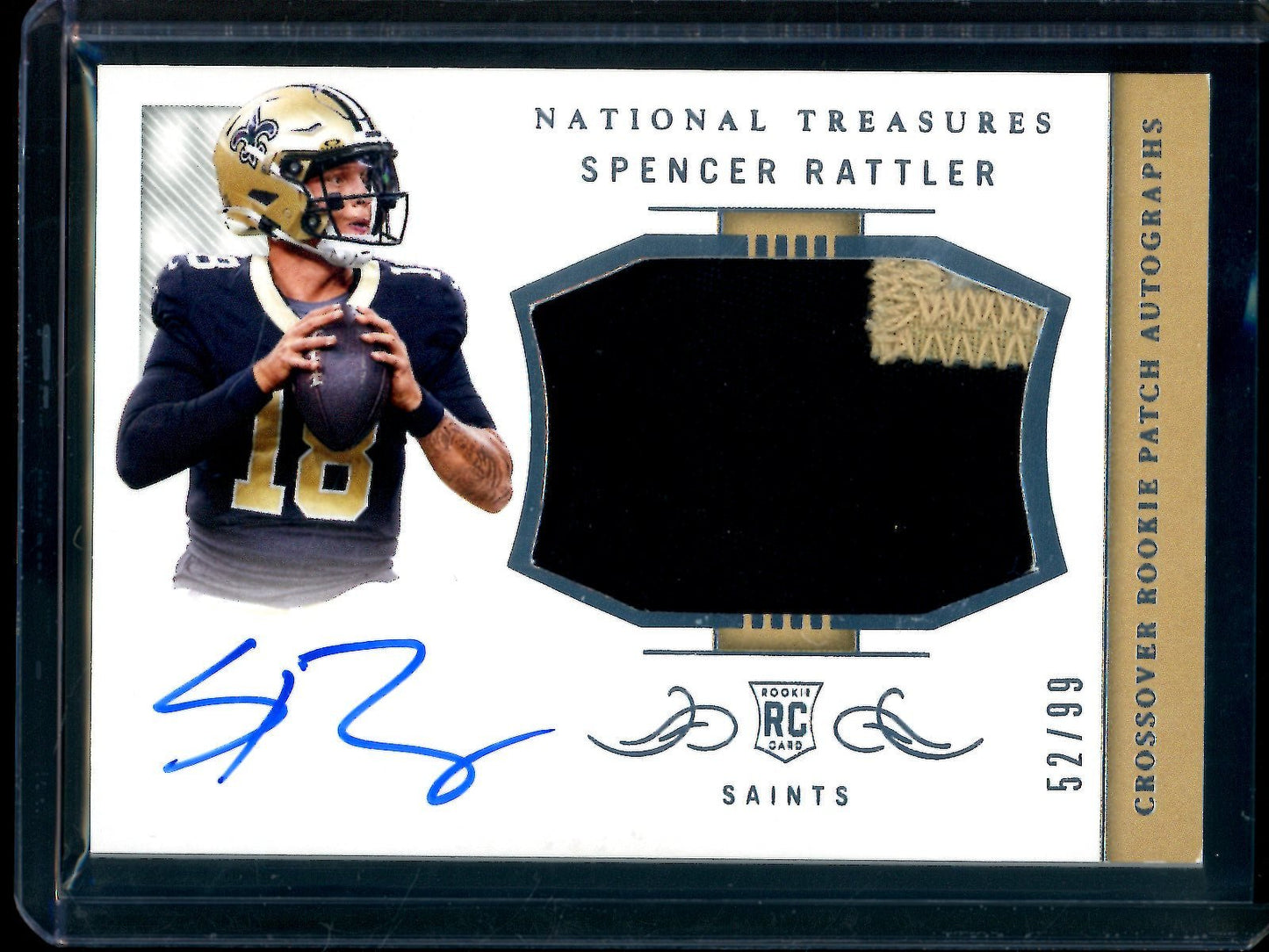 2024 Panini National Treasures Spencer Rattler Crossover Rookie Patch Autographs /99 Saints - Trading Card Market