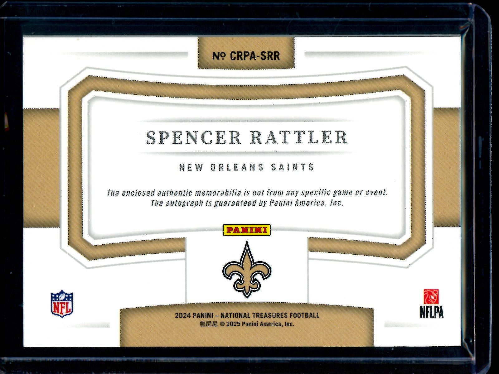 2024 Panini National Treasures Spencer Rattler Crossover Rookie Patch Autographs /99 Saints - Trading Card Market
