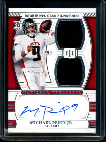 2024 Panini National Treasures Michael Penix Jr Rookie NFL Gear Signatures /99 Falcons - Trading Card Market