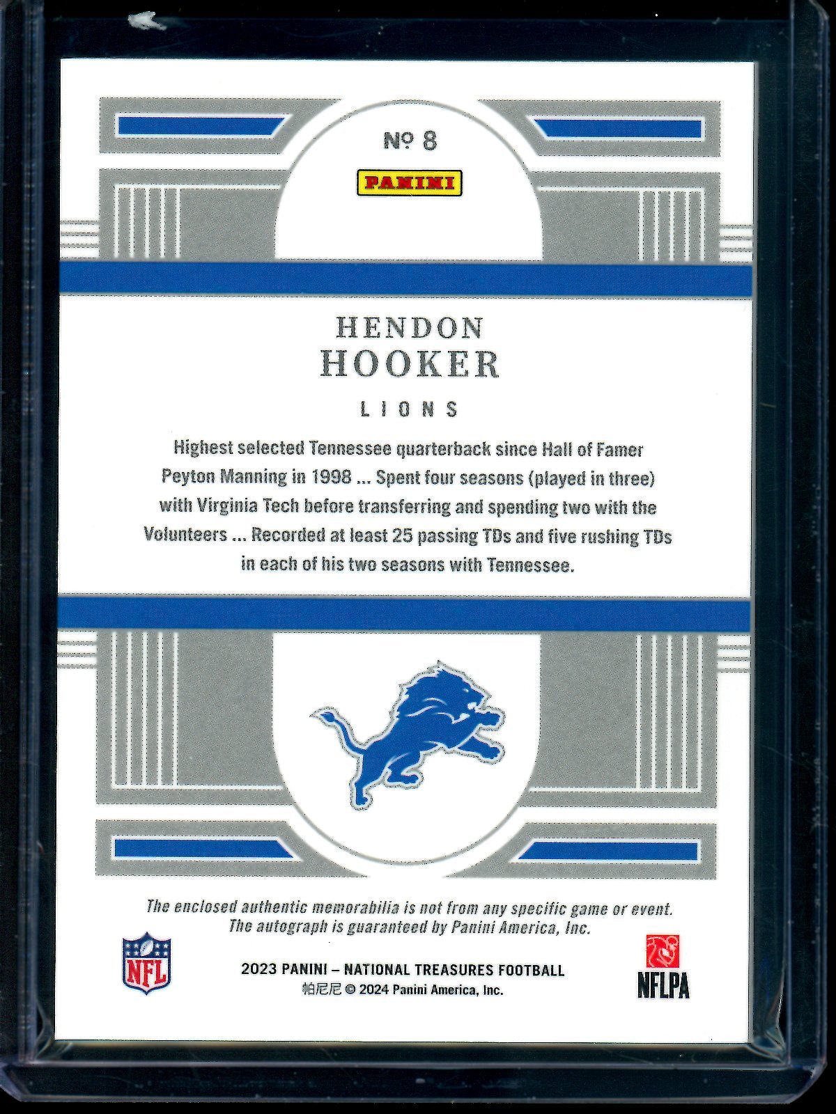 2023 Panini National Treasures Hendon Hooker Rookie Patch Autograph /12 Lions - Trading Card Market