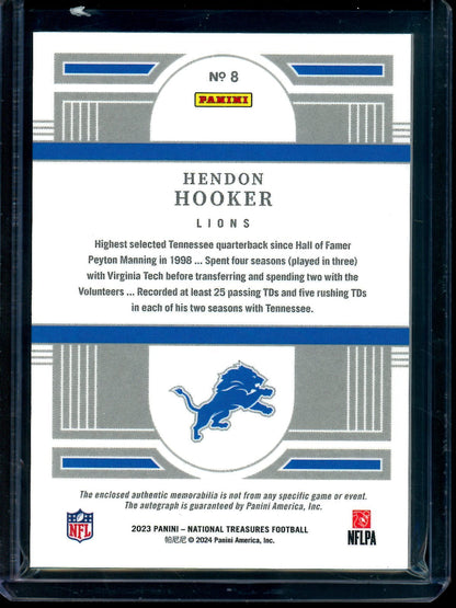 2023 Panini National Treasures Hendon Hooker Rookie Patch Autograph /12 Lions - Trading Card Market