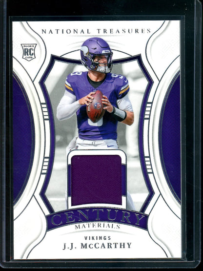 2024 Panini National Treasures JJ McCarthy Rookie Century Materials /99 Vikings - Trading Card Market
