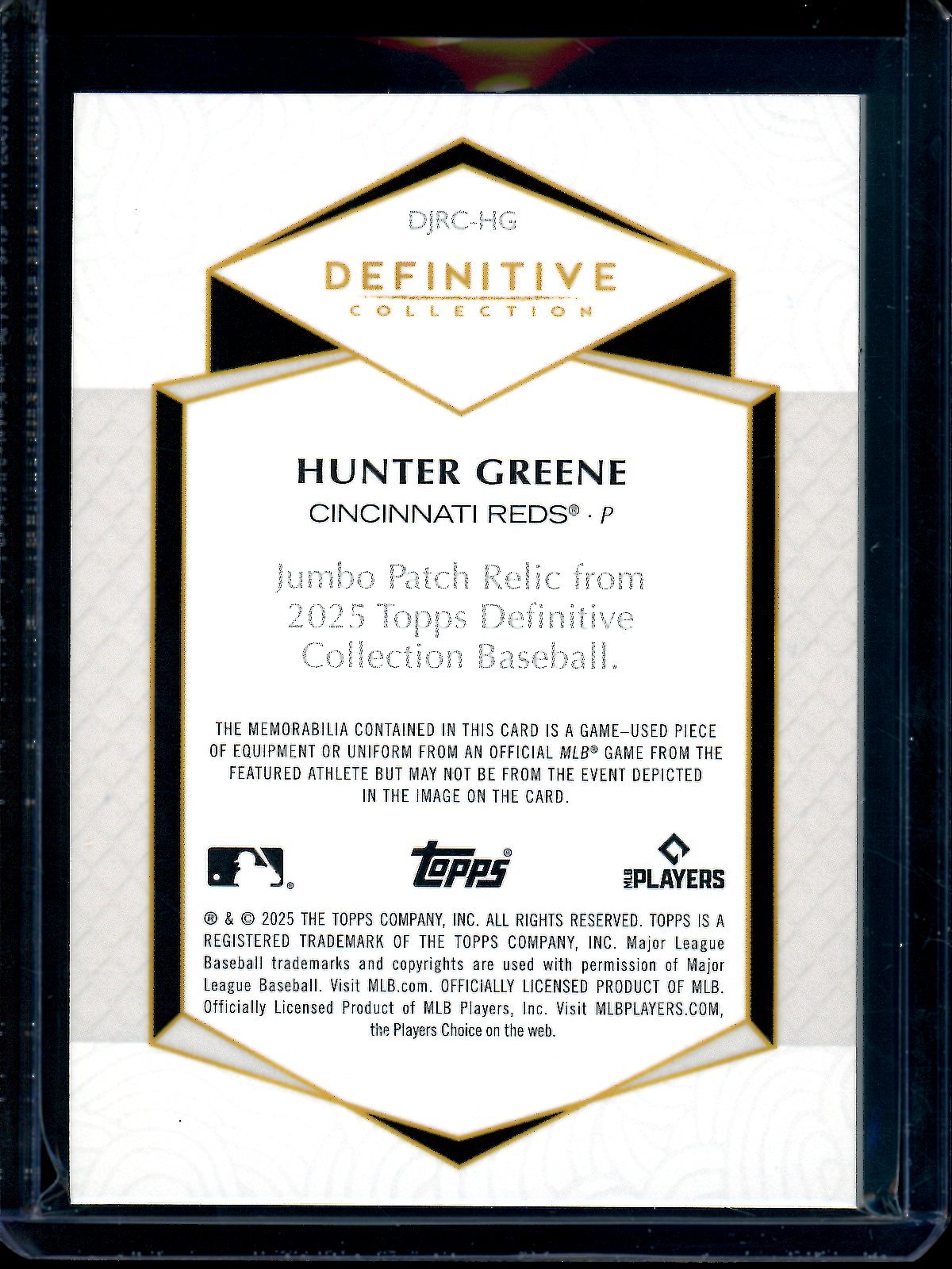 2025 Topps Definitive Hunter Greene Jumbo Patch Relic /25 Reds - Trading Card Market