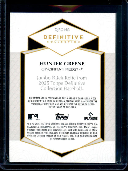 2025 Topps Definitive Hunter Greene Jumbo Patch Relic /25 Reds - Trading Card Market